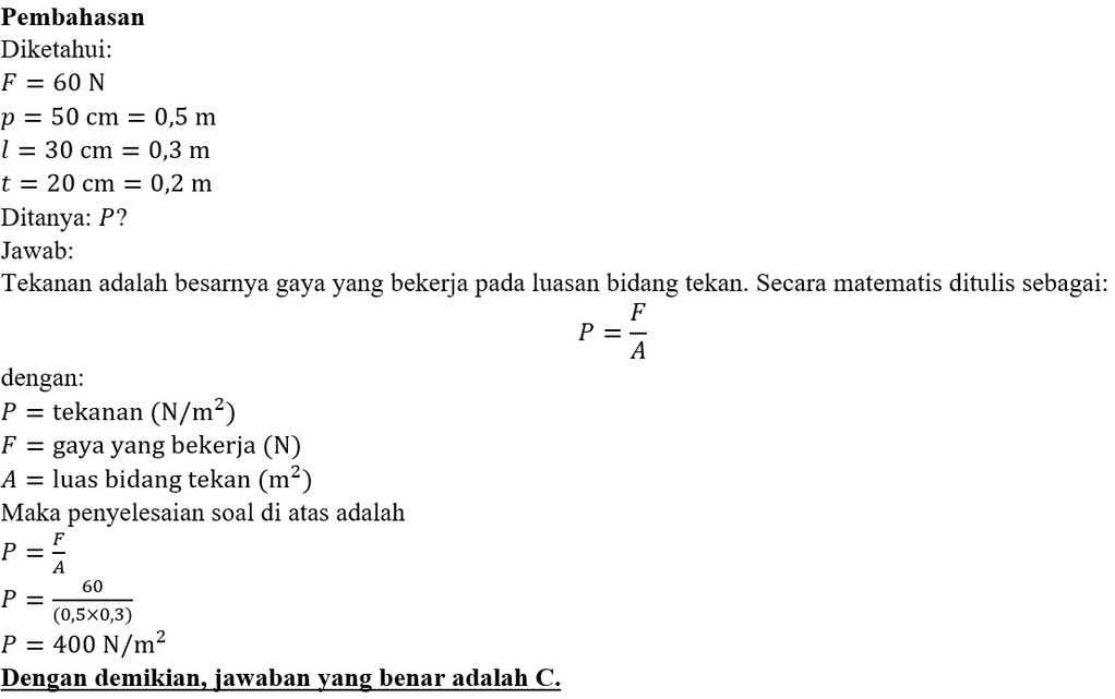 Perhatikan Gambar Balok Besi Berikut. Bila Berat B...