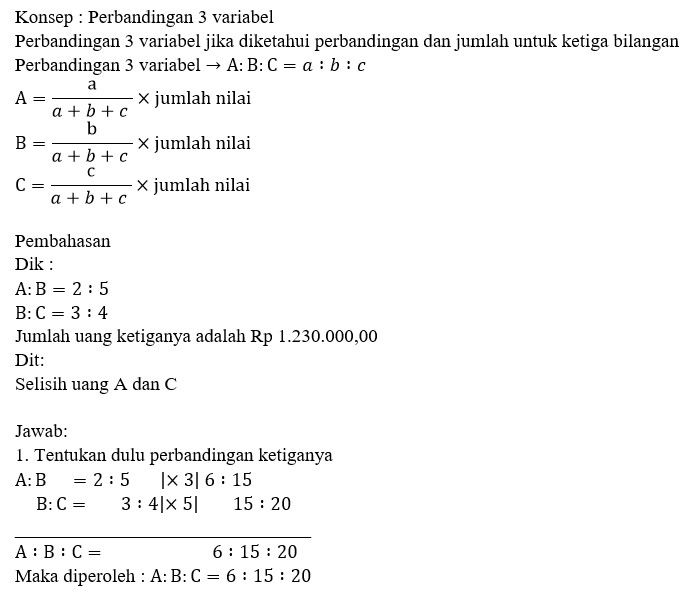 Perbandingan Uang A Dan B Adalah 2 : 5, Sedangkan ...