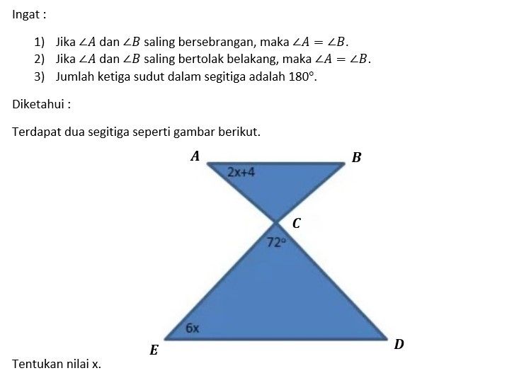 Perhatikan Gambar Berikut! Besar Nilai X= ... A. 1...