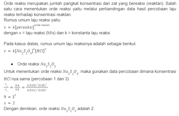 Pada percobaan reaksi antara larutan Na2S2O3 denga...