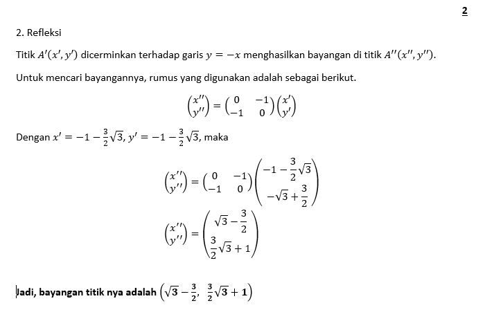 Kordinat Bayangan Titik (-2,3) Karena Rotasi Sebes...