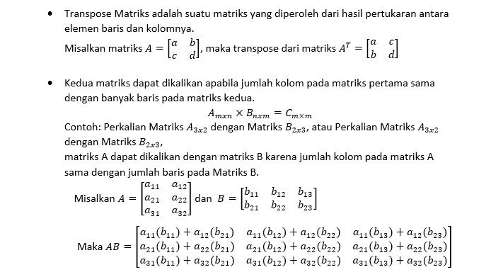 Diketahui Matriks A=([2,1],[1,-3],[4,2]) Dan Matri...