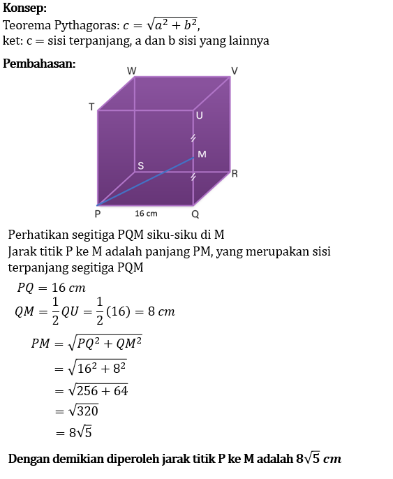 Diketahui Kubus PQRS.TUVW,dengan Panjang Rusuk 16c...