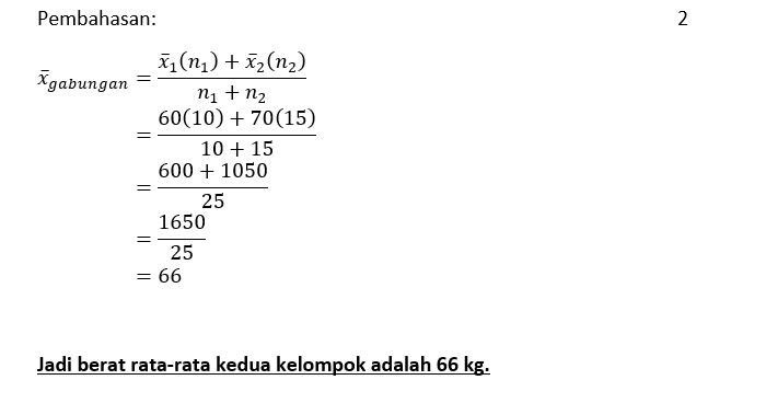 berat rata-rata 10 orang adalah 60 kg, dan berat r...