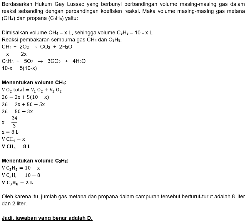 10 Liter Gas Campuran Dari Metana Dan Propana Tepa...