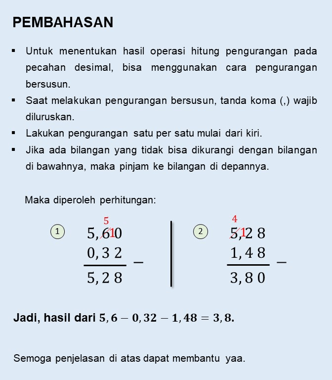 Hitunglah Hasil Operasi Hitung Pecahan Berikut 5