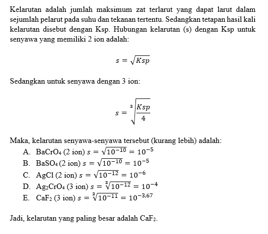 293 Di Antara Zat Berikut Ini, Kelarutan Yang Pali...