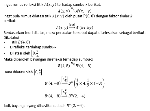 Bayangan Titik B (4,8) Direfleksikan Terhadap Sumb