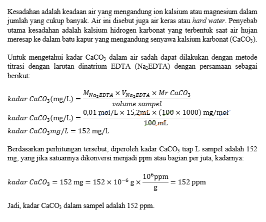 Dalam Uji Kesadahan Total Air Yang Dianggap Mengan...