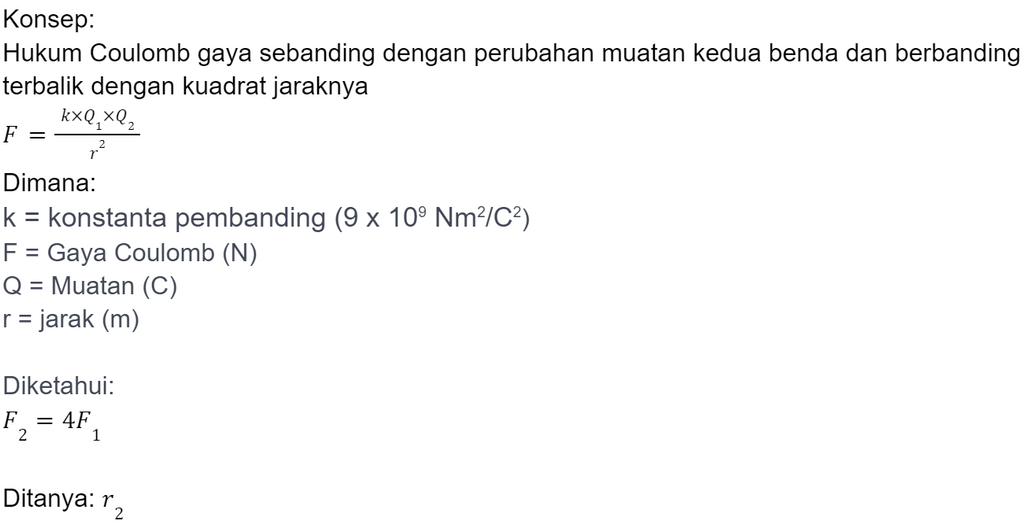 Dua Buah Benda Bermuatan Q1 Dan Q2 Terletak Pada J...