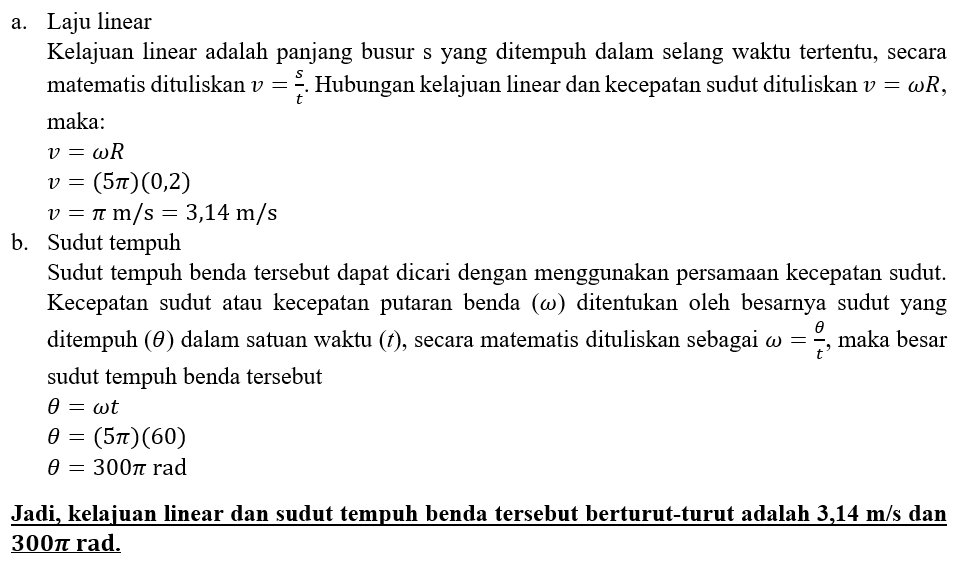 Sebuah Benda Bermassa 50 Gr Bergerak Melingkar Den...