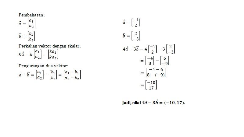 Diketahui Vektor A=(−1,2) Dan B= (2,−3). Tentukanl...