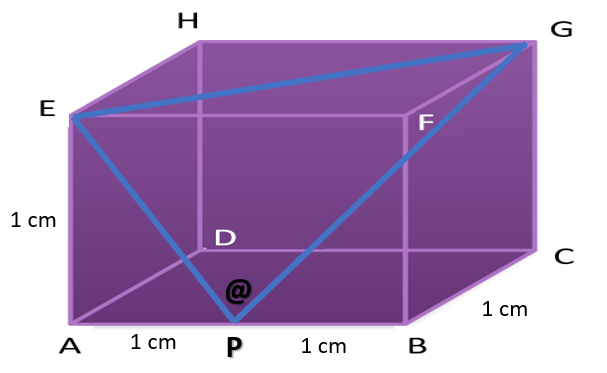 Misalkan balok ABCD EFGH dengan AB= 2 cm, BC=1 cm,...