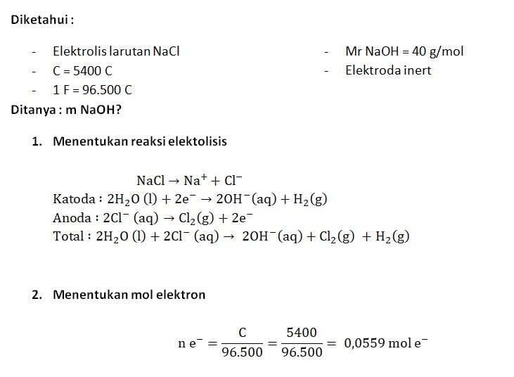 Elektrolisis Larutan Nacl Dilakukan Dengan Muatan 2518