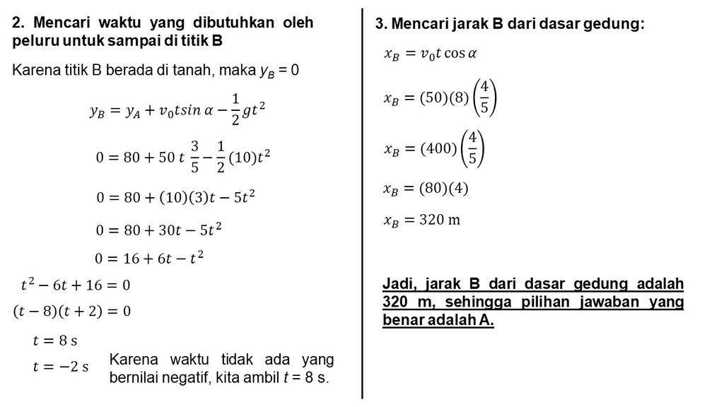 Sebuah Peluru Ditembakkan Dari Titik A Pada Sebuah...