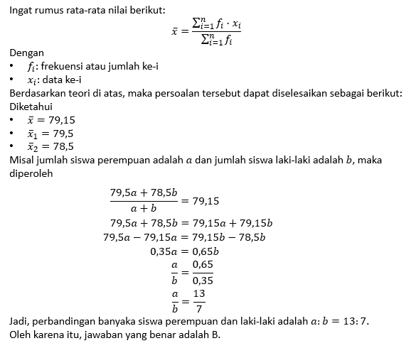 Diketahui Rata-rata Nilai Ulangan Matematika Suatu...