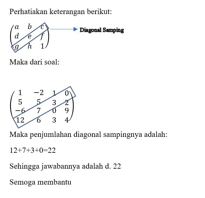 Diketahui Matriks B Seperti Di Bawah Ini. Hasil Pe...