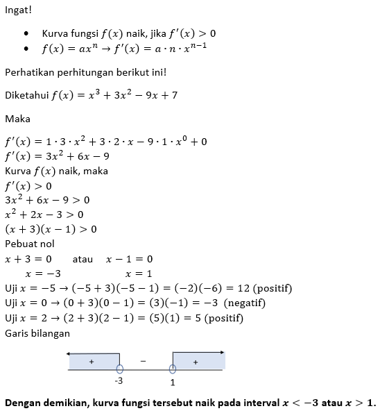 kurva y x3 6x2 9x 7 naik untuk interval