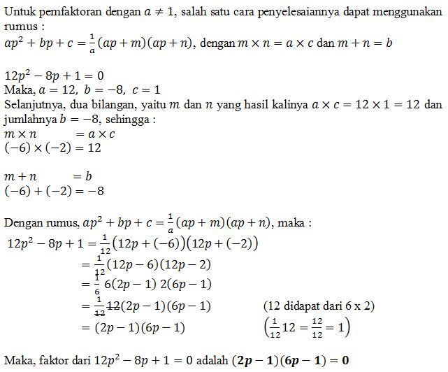 Faktorkan Bentuk Aljabar Berikut Dengan Cara Fakto