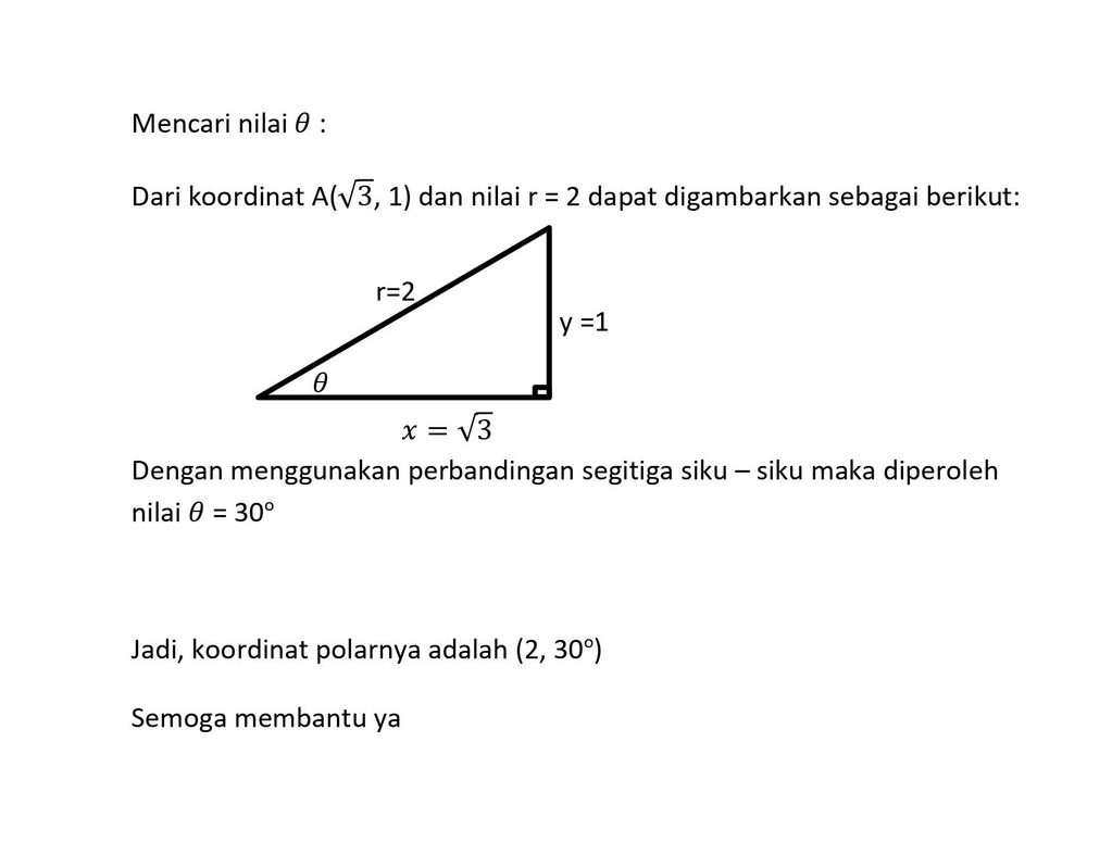 ubahlah ke koordinat polar/kutub! A(√3,1)...