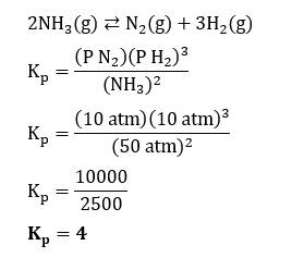 Pada Kesetimbangan : 2NH3(g) ⇌ N2(g) + 3H2(g) Deng...