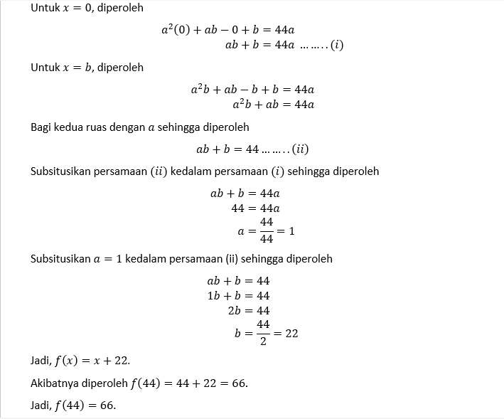 Diberikan Sebuah Fungsi Linier F(x)=ax+b Dan Untuk...