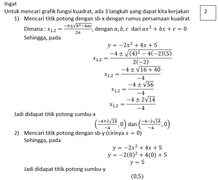 Gambarkan grafik fungsi kuadrat berikut. y=−2x²+4x...