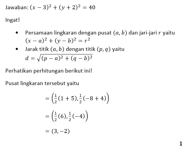 Diketahui Koodinat Titik A(1,-8) Dan B (5,4) .jika...