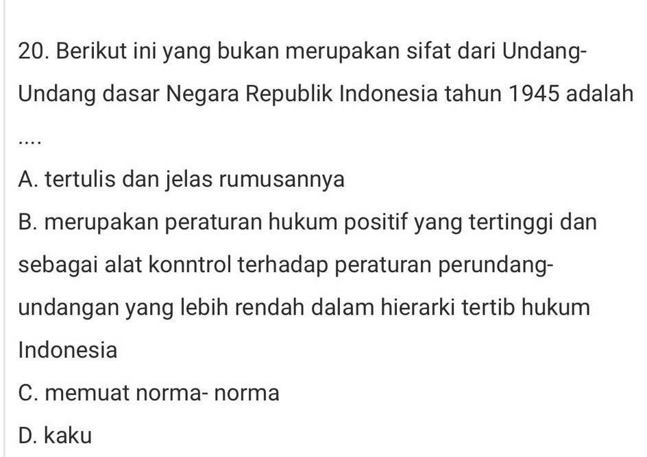 Berikut Ini Yang Bukan Merupakan Sifat Dari Undang...