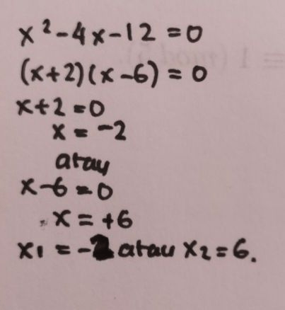 Selidiki apakah nilai akar dari x²-4x12 : 0 a ) x ...