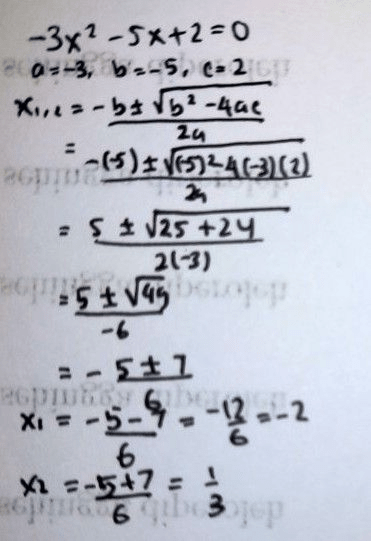 6x2 13x 5 0 rumus abc