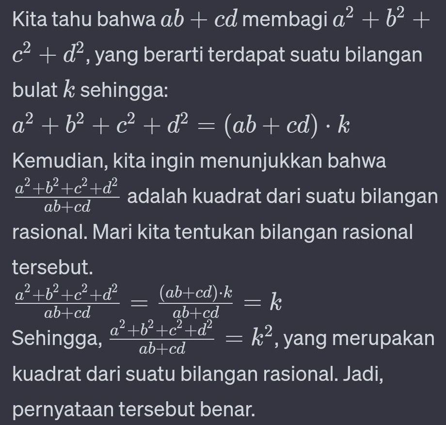 Misalkan A, B, C, Dan D Adalah Bilangan Bulat Posi...