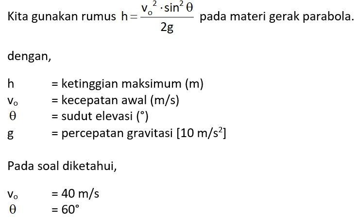 Sebuah Peluru Ditembakkan Dengan Kecepatan Awal 40...