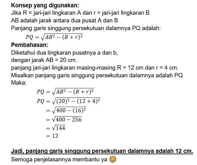 Diketahui Dua Lingkaran Pusatnya A Dan B, Dengan J...