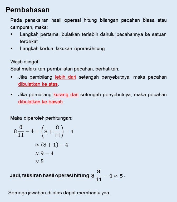 Taksirlah Hasil Operasi Hitung Penjumlahan Dan Pen...