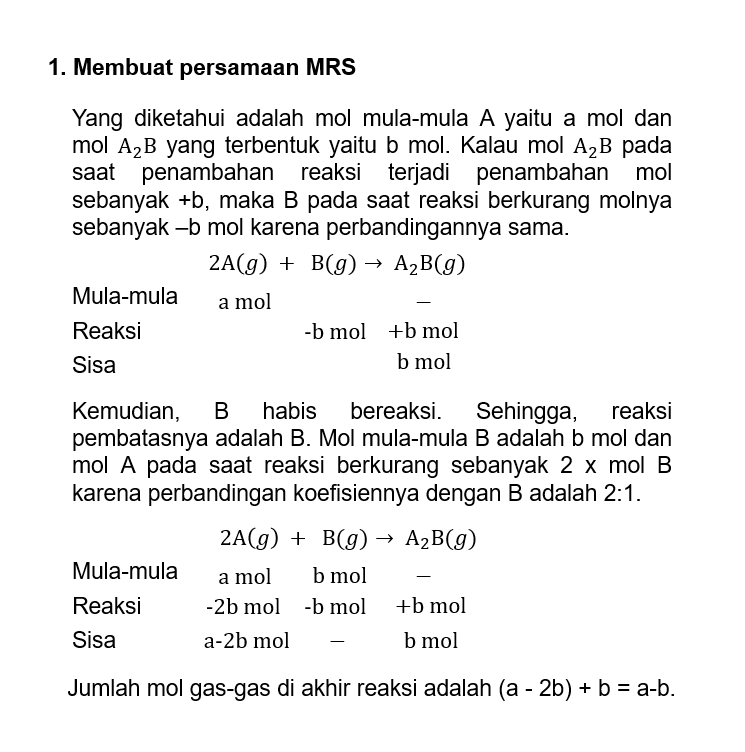 Ke Dalam Ruang Tertutup Yang Berisi A Mol Gas A Di...