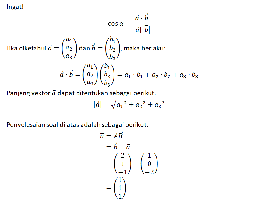 Diketahui Segitiga ABC Dengan 𝐴(1,0, −2),𝐵(2,1,−1)...