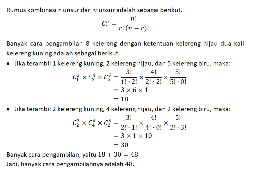 Dalam Sebuah Kotak Terdapat 5 Kelereng Biru, 3 Kel...