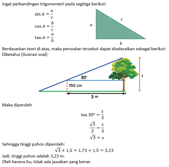 Seorang Siswa Ingin Mengetahui Tinggi Suatu Pohon,...