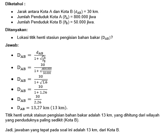 Jarak Kota A Dan B Adalah 30 Km, Penduduk A Adalah...