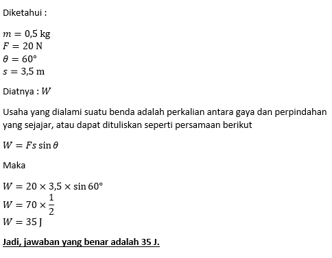 Benda Bermassa 500 Gr Didorong Oleh Gaya 20N Dngn ...