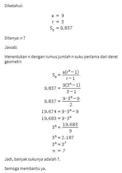 Suku pertama dan rasio dari suatu deret geometri b...