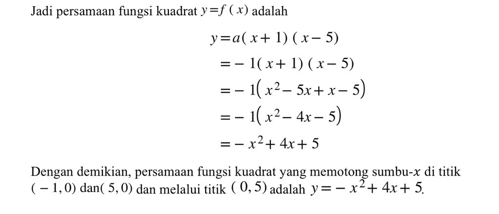 Tentukan persamaan grafik fungsi yang memotong sum...