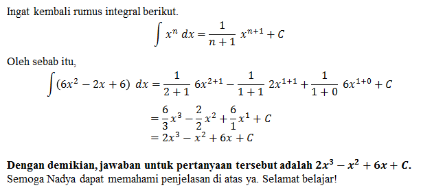 hasil dari 6x 1 x 2 dx adalah