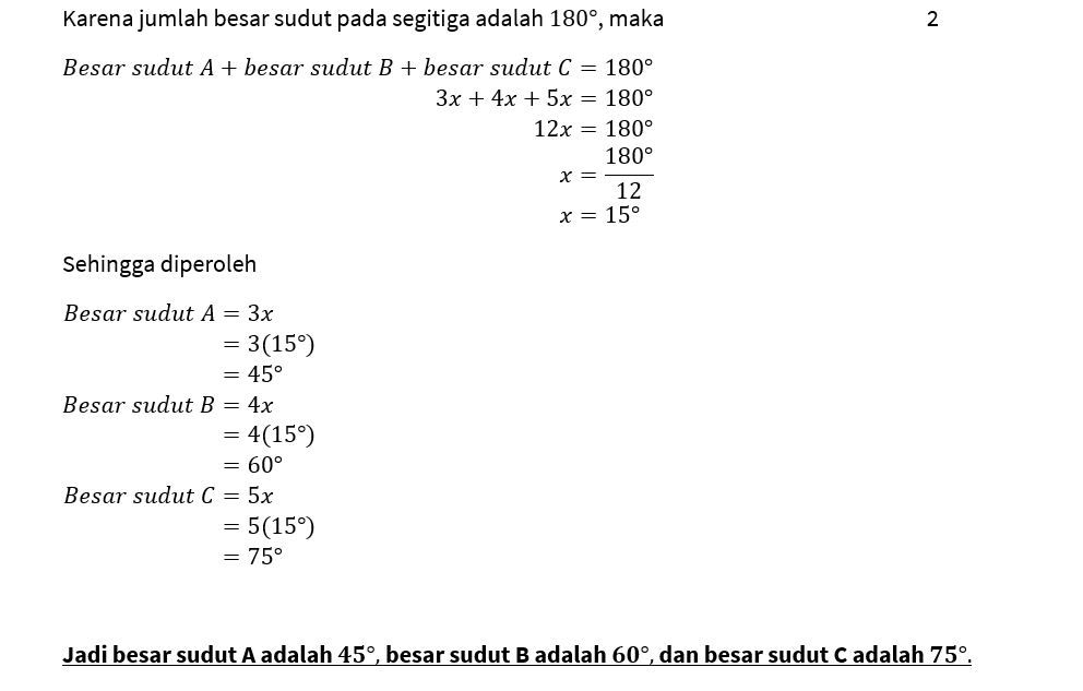 Diberikan Segitiga ABC. Jika Perbandingan Sudut A:...