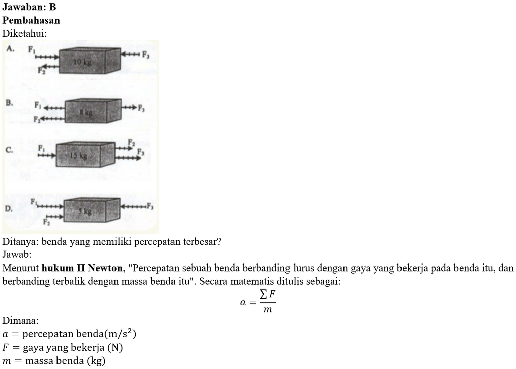 Beberapa Gaya Bekerja Pada Benda Seperti Gambar. B...