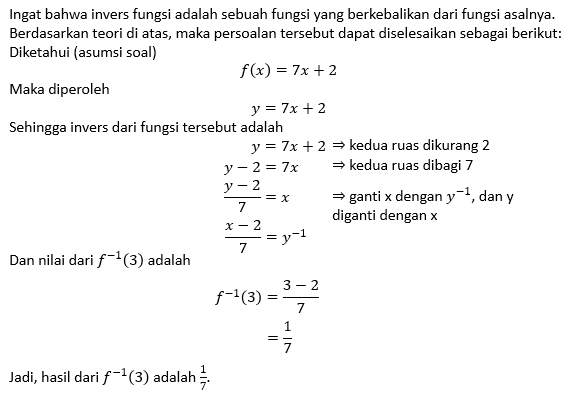 Tentukan Rumus Fungsi Invers Dan Nikai Fari F‐¹3 9376