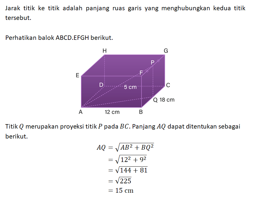 pada balok ABCD.EFGH dengan panjang AB=12cm, BC=18...