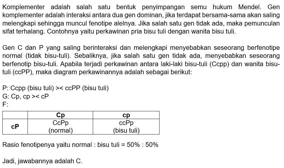 Gen C Dan P Yang Saling Berinteraksi Dan Melengkap...