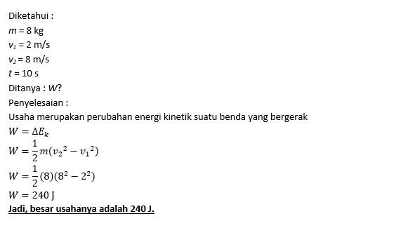 Benda Bermassa 8kg Mula² Bergerak Dengan Kecepatan...